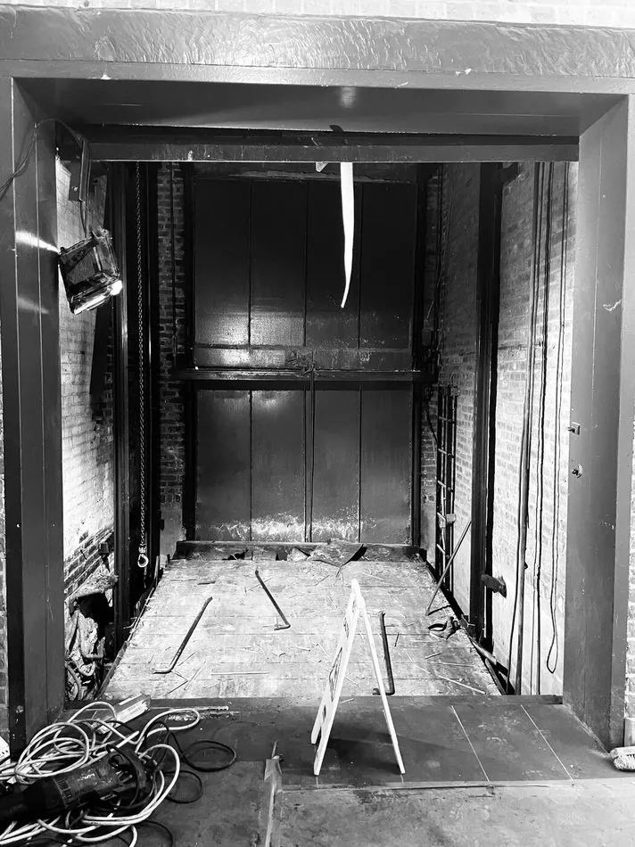 Elevator hoistway under renovation