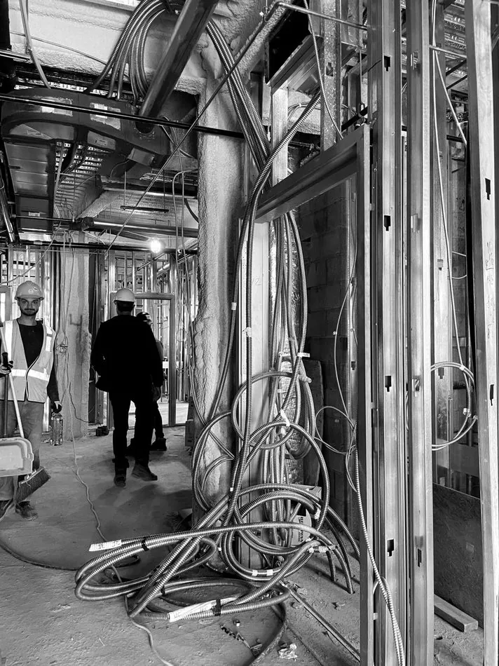Mechanical and electrical rough-in during construction